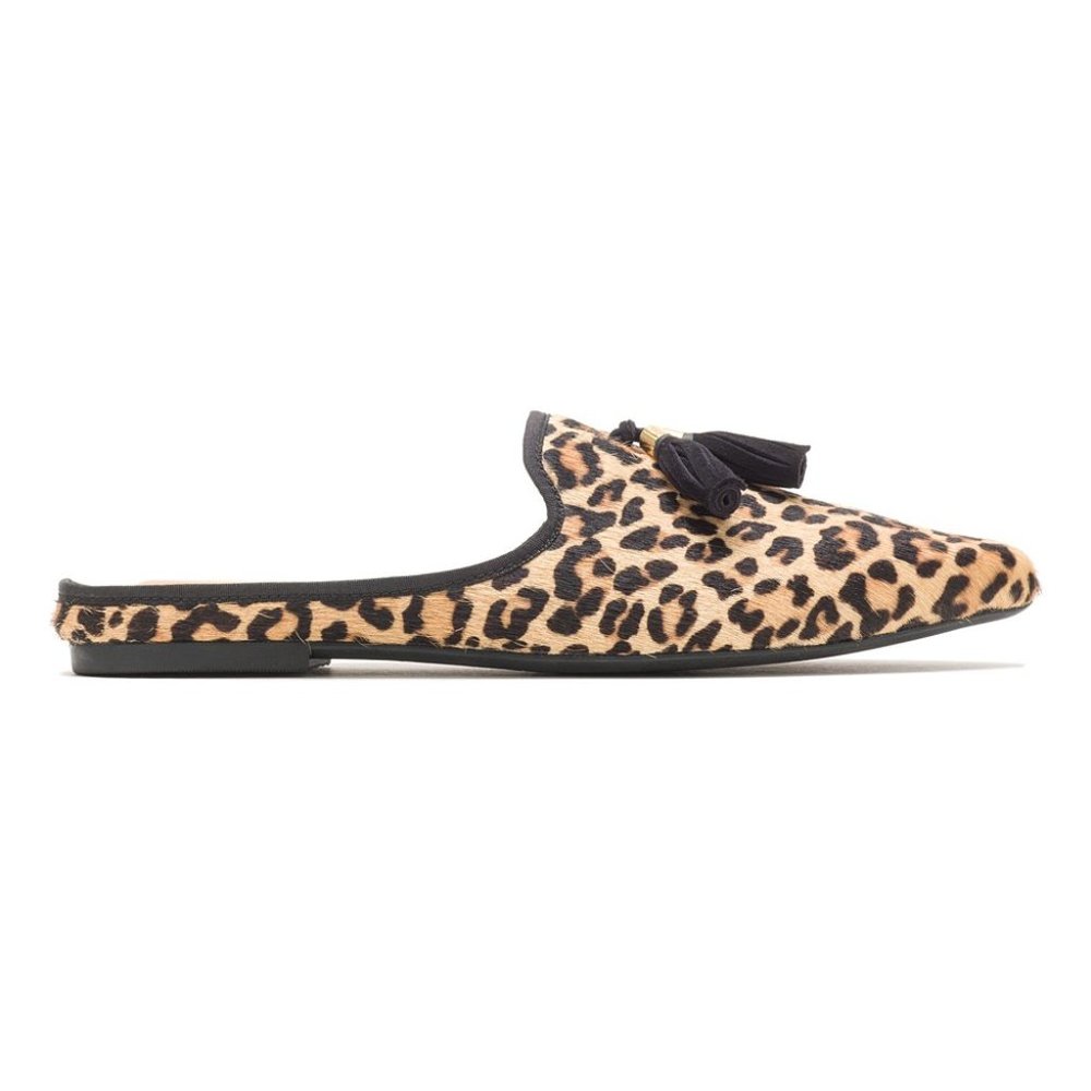 Hush Puppies Leopard Sadie Leather Calf Hair Mule Shoes Women 8.5 Wide NEW +Box